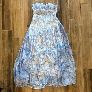 Strapless Blue Floral Women's Dress